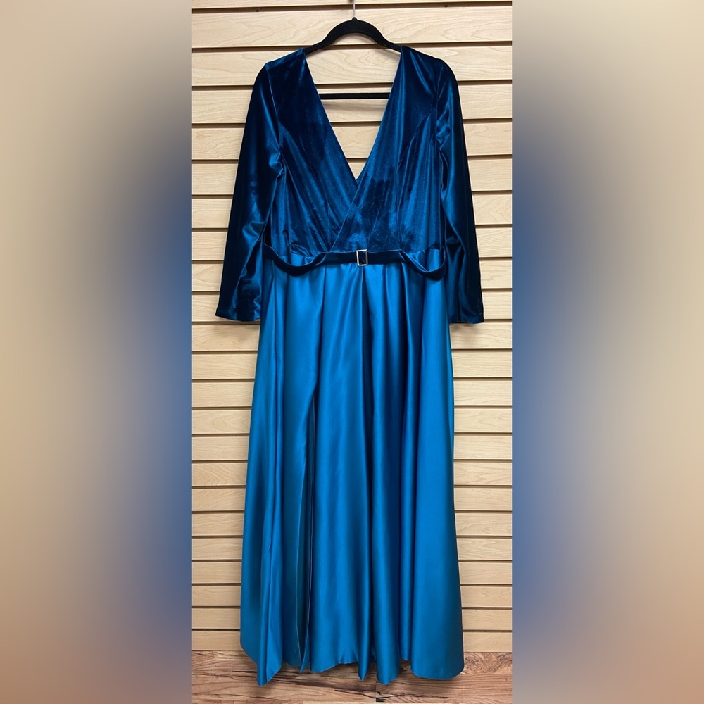 Sleek Teal Satin Wedding Gown